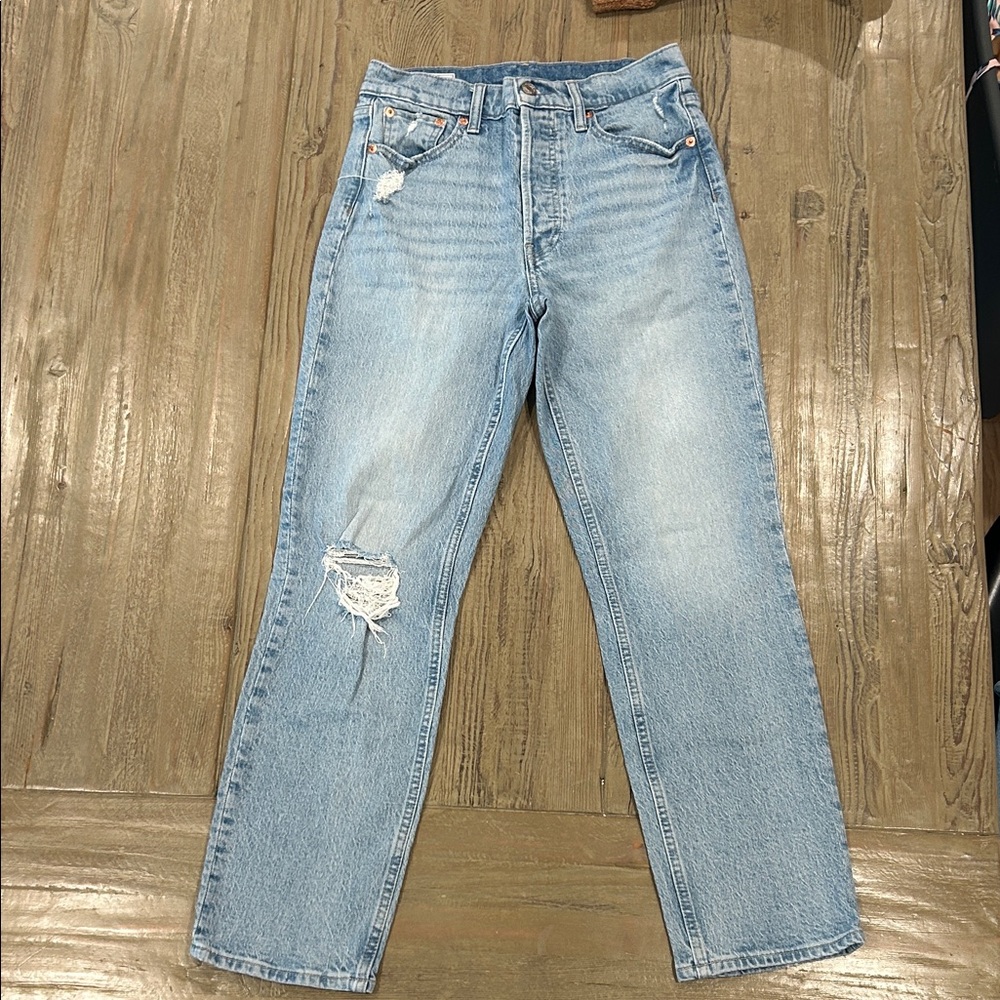 GAP Cheeky Straight High Rise Jeans in Blue